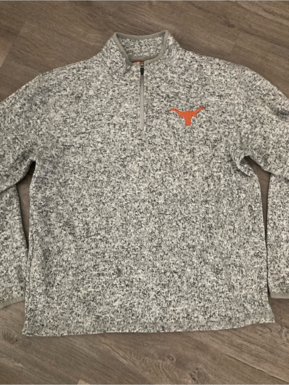 Gray Marled Quarter-Zip Pullover Sweater with Orange Logo